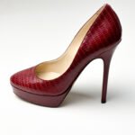 Jimmy Choo Red Lizard Embossed Leather Cosmic Platform Pumps Size 35