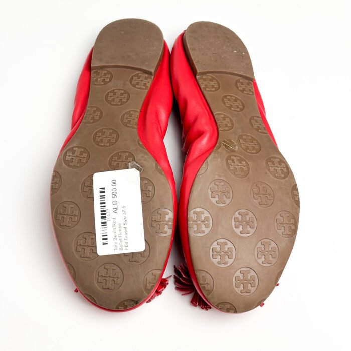 Tory Burch Red Ballet Reese Flat Tassel Size 38 - Image 5
