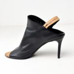 Balenciaga Black Leather Glove Open Toe Slingback Sandals Size 37