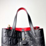 Carolina Herrera Black Monogram Embossed Leather Small Matryoshka Locked Tote Bag - Image 2
