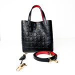 Carolina Herrera Black Monogram Embossed Leather Small Matryoshka Locked Tote Bag - Image 9