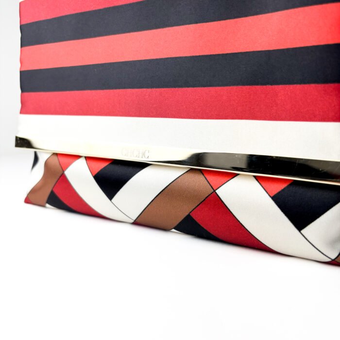 Carolina Herrera Monogram Silk Satin-Finish Flap Bag with Strap - Image 3