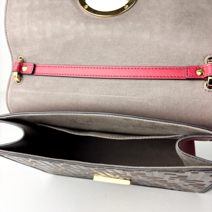 Fendi Vitello Century Kan I F Shoulder Bag in Red Leather with FF Logo - Image 7