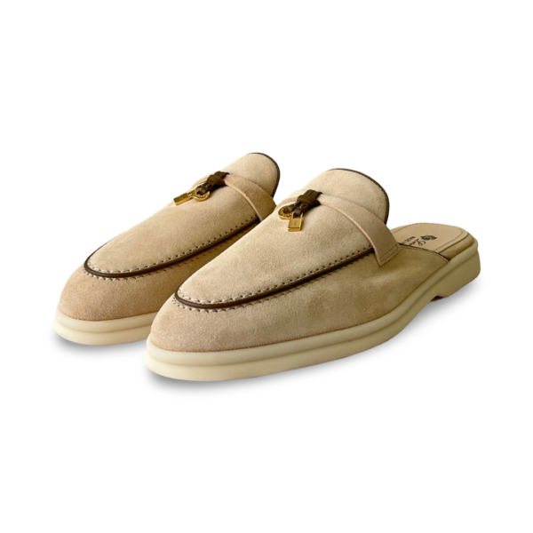 Loro Piana Babouche Charms Walk Suede Mule Loafers