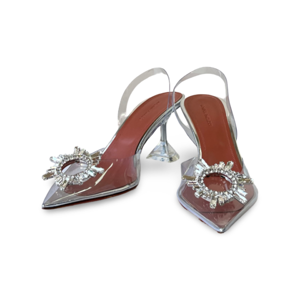 Amina Muaddi Transparent PVC Begum Slingback Pumps - Image 3