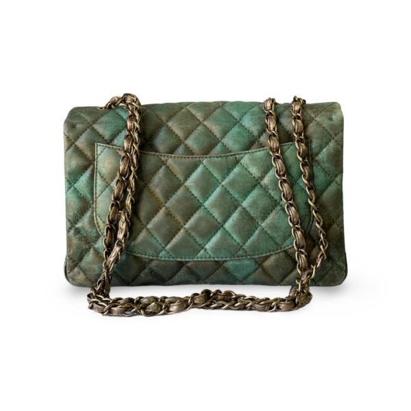 Chanel Green & Bronze Quilted Calfskin Half Flap Jumbo Bag - Image 3