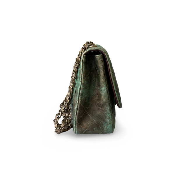 Chanel Green & Bronze Quilted Calfskin Half Flap Jumbo Bag - Image 5