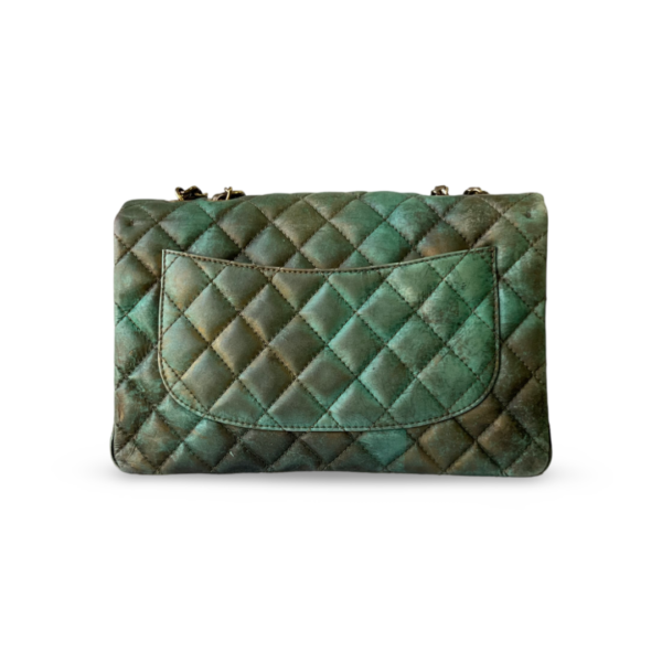 Chanel Green & Bronze Quilted Calfskin Half Flap Jumbo Bag - Image 2