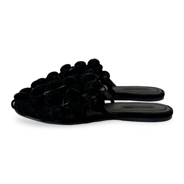 Alexander Wang Black Velvet Leather Amelia Cage Flat Slides Size 37 - Image 4