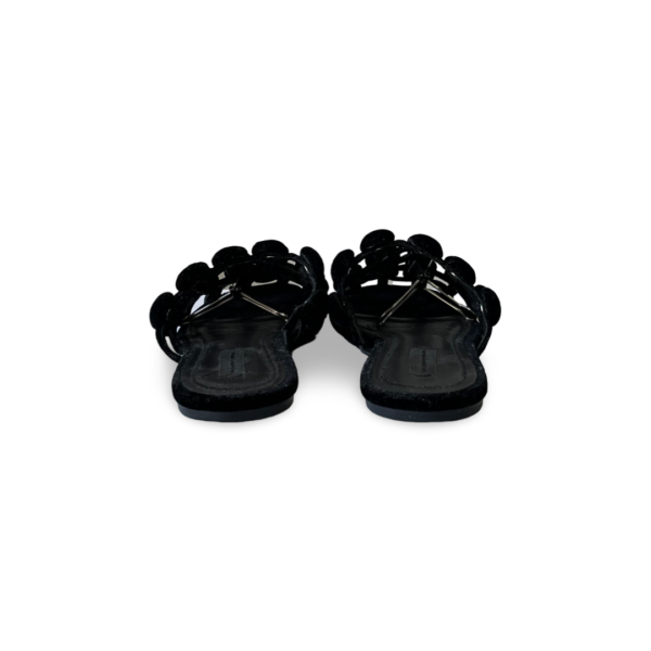 Alexander Wang Black Velvet Leather Amelia Cage Flat Slides Size 37 - Image 8