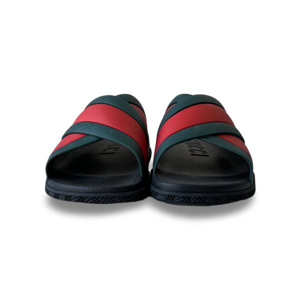 Gucci Red/Green Web Rubber Slides - Image 2