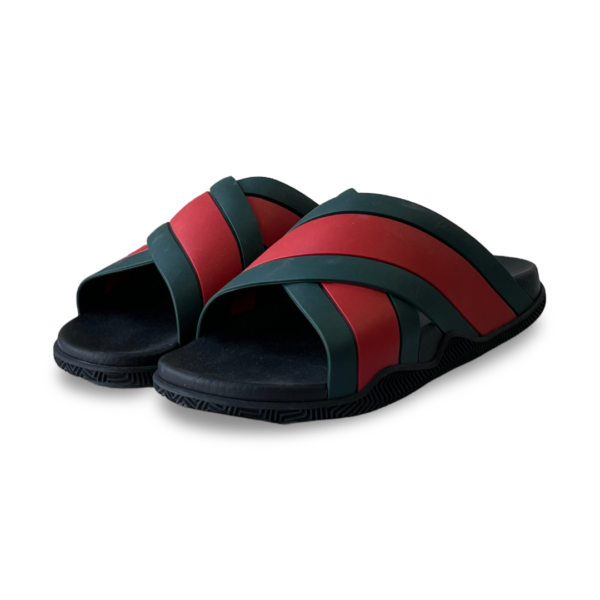 Gucci Red/Green Web Rubber Slides