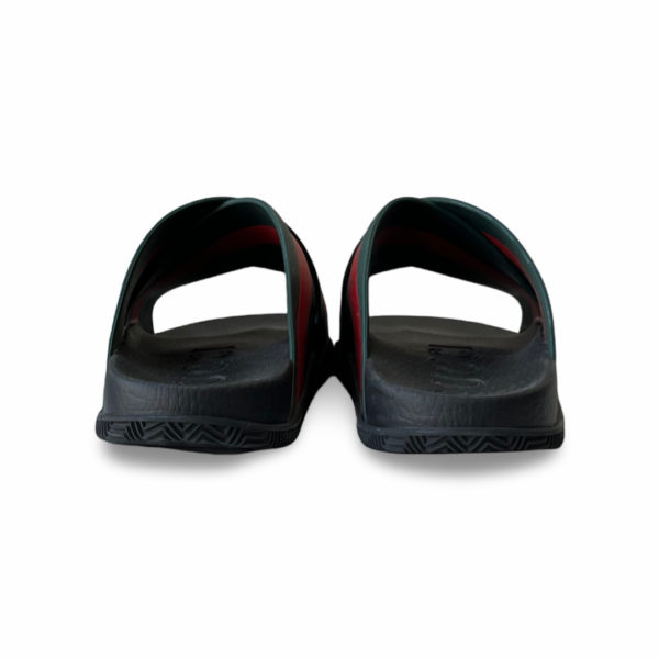 Gucci Red/Green Web Rubber Slides - Image 7