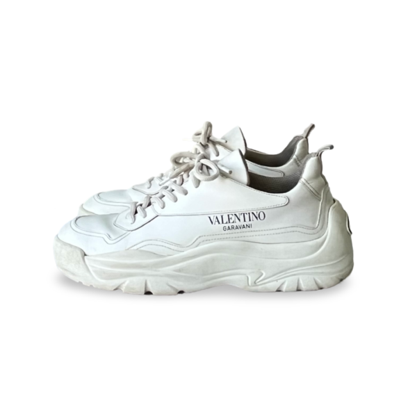 Valentino White Leather Bounce Lace-Up Sneakers - Image 3