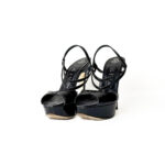 Gina Black Patent Platform Sandals Size 36