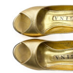 Gina Metallic Gold Leather Slingback Open Toe Sandals Size 35 - Image 6
