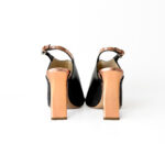 Pollini Black Leather Peep Toe Slingback Sandals Size 36.5 - Image 3