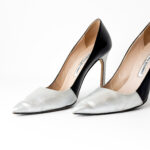 Manolo Blahnik Silver/Black Leather Osmana Pointed Toe Pumps Size 36.5 - Image 6