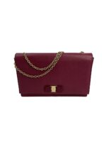 Salvatore Ferragamo Fuchsia Leather Vara Bow Chain Shoulder Bag