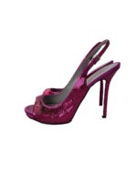 Sergio Rossi Pink Sequin Embellished Satin Peep Toe Slingback Sandals Size 40 - Image 2