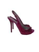 Sergio Rossi Pink Sequin Embellished Satin Peep Toe Slingback Sandals Size 40 - Image 3