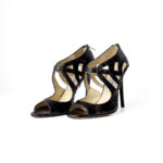 Jimmy Choo Grey Painted Eel Skin Prosper Cutout Pumps Size 37.5