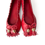 Tory Burch Red Ballet Reese Flat Tassel Size 38 - Image 6
