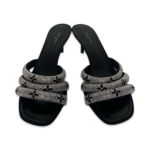 Louis Vuitton Black Velvet Crystal Embellished Slides Size 41 - Image 3
