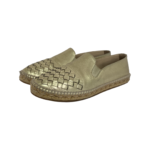 Bottega Veneta Gold Metallic Intrecciato Leather Espadrille Flats Size 37