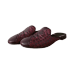 Bottega Veneta Burgundy Intrecciato Leather Fiandra Flat Mules Size 37