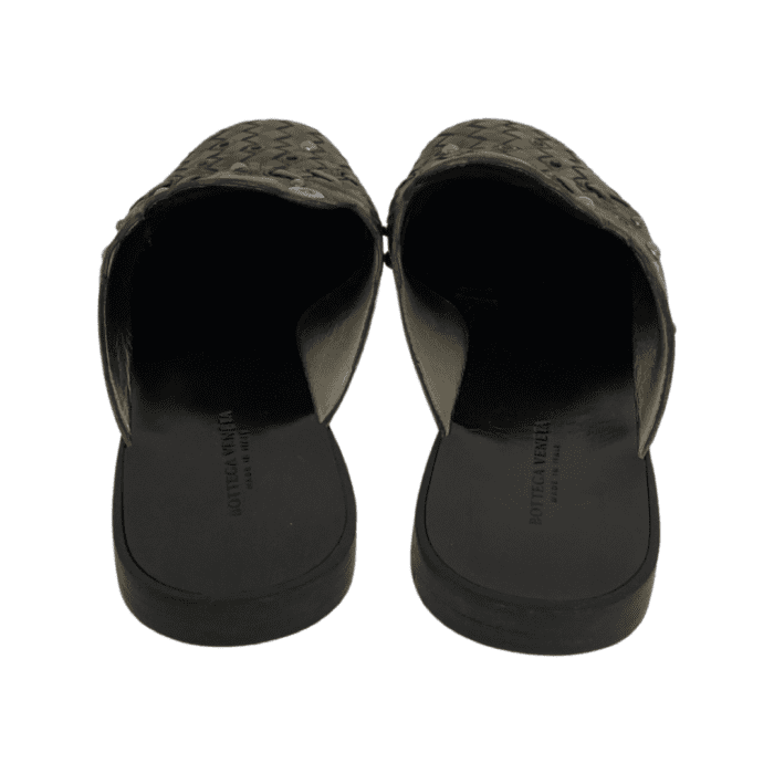 Bottega Veneta Bronze Intrecciato Leather Fiandra Flat Mules Size 37 - Image 8