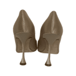 Manolo Blahnik Beige Satin Matik Peep Toe Pumps Size 37.5 - Image 8
