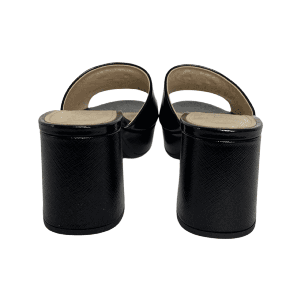Prada Black Patent Platform Block Heel Mules Size 37 - Image 8