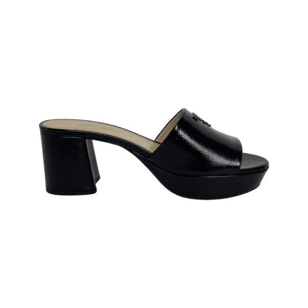 Prada Black Patent Platform Block Heel Mules Size 37 - Image 7
