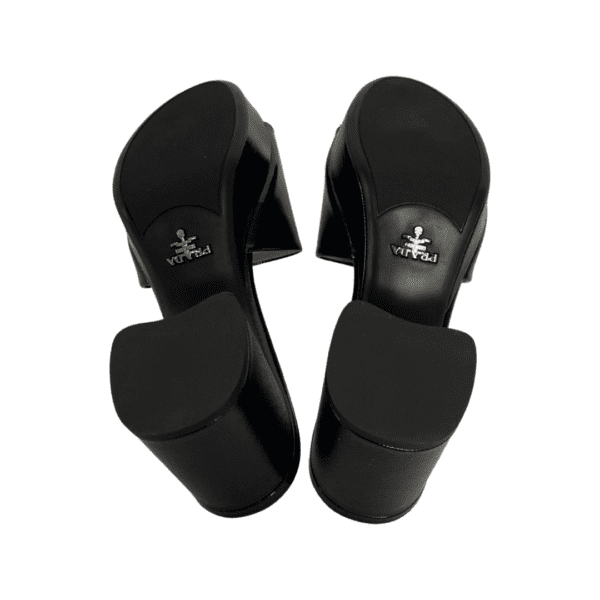 Prada Black Patent Platform Block Heel Mules Size 37 - Image 9