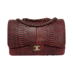 Chanel Red Python Leather Large Classic Flap Bag