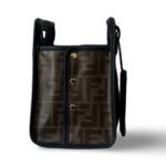 Fendi Glazed Fabric Vitello Century FF 1974 Stamp Patch Mini Peekaboo Defender Cover Mogano Panna Black - Image 2