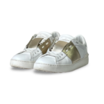 Valentino White Leather Rockstud Low Top Sneakers