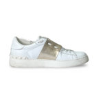 Valentino White Leather Rockstud Low Top Sneakers - Image 3