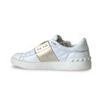 Valentino White Leather Rockstud Low Top Sneakers - Image 2