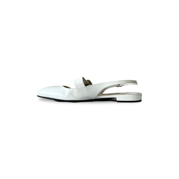 Prada White Patent Leather Low Heel Buckled Sandals - Image 3