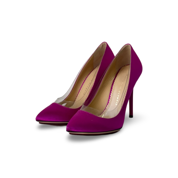 Charlotte Olyphia Satin Pink Pointy Heels