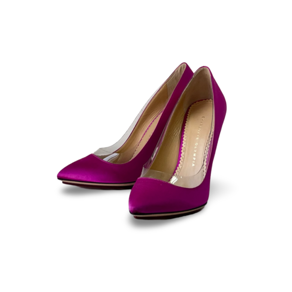 Charlotte Olyphia Satin Pink Pointy Heels - Image 3