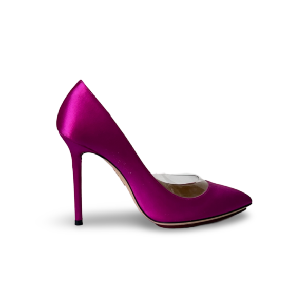 Charlotte Olyphia Satin Pink Pointy Heels - Image 5