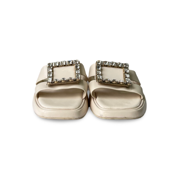 Roger Vivier Slide Crystal Buckle Off-white Leather Mule - Image 2