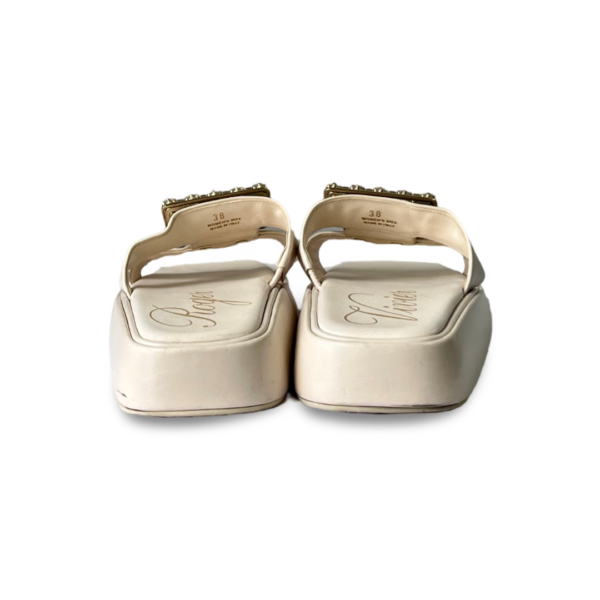 Roger Vivier Slide Crystal Buckle Off-white Leather Mule - Image 5