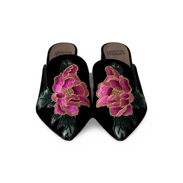 Gianna Meliani backless pointed slip-on loafers embroidery mules slipper shoes (Size 38) - Image 2