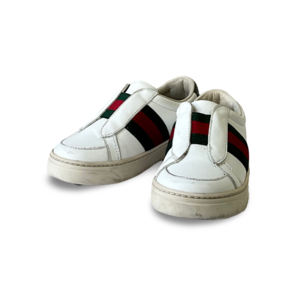 Gucci Kids white leather web ace slip on sneakers Size 24 - Image 2