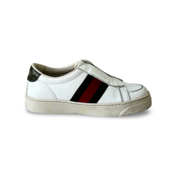 Gucci Kids white leather web ace slip on sneakers Size 24 - Image 4