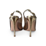 Gianvito Rossi Brown/Gold PVC and Patent Leather Kyle Pointed Toe Slingback Pumps - Image 5
